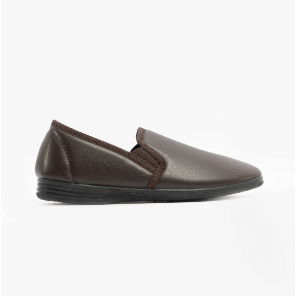 Zedzzz IVOR Mens Full Slippers Brown | House Of Slippers
