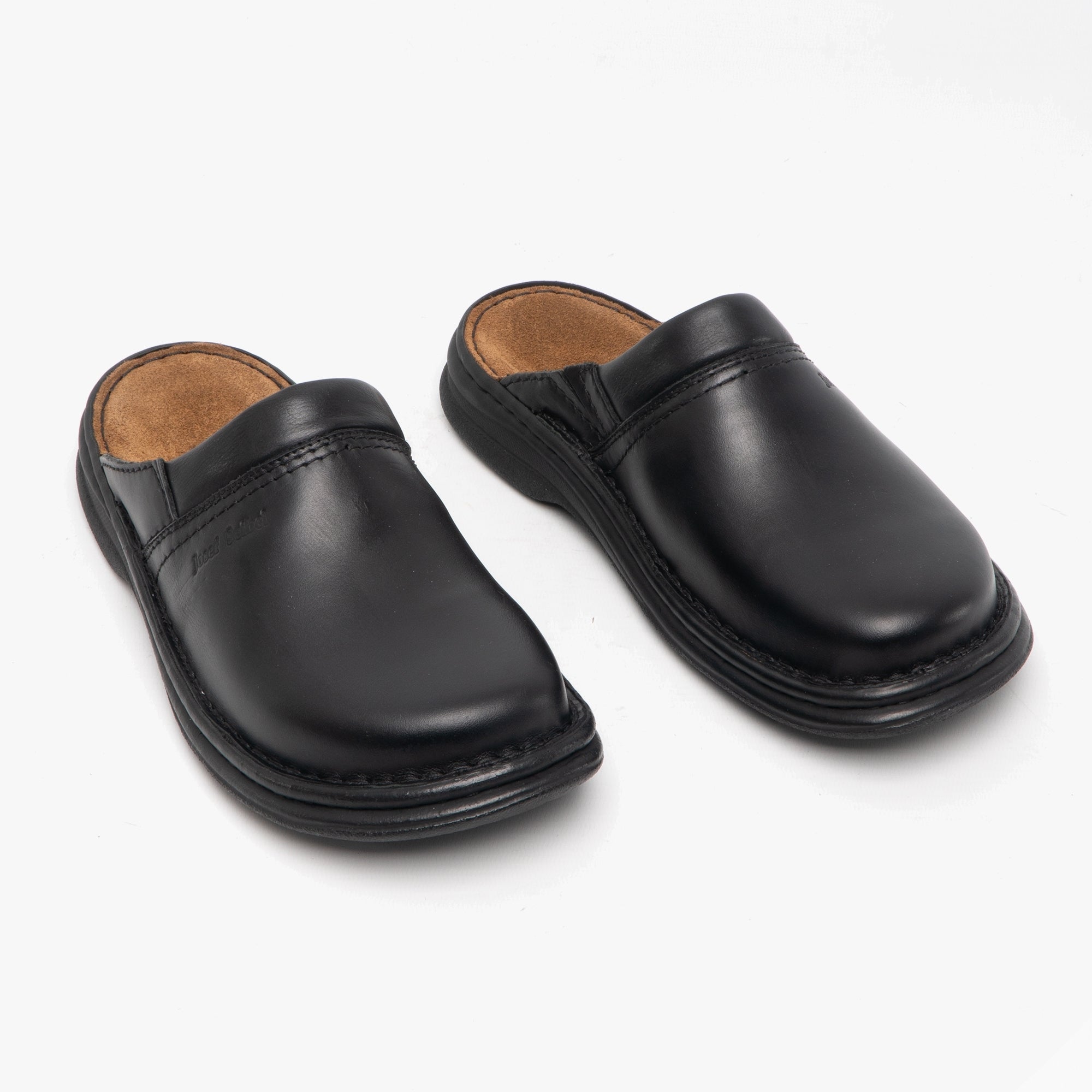 Josef Seibel MAX Mens Leather Mule Clogs Black House Of Slippers josef-seibel-max-mens-leather-mule-clogs-black-house-of-slippers
