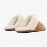 HOS Sheepskin AYLA Womens Real Sheepskin Mule Slippers Chestnut