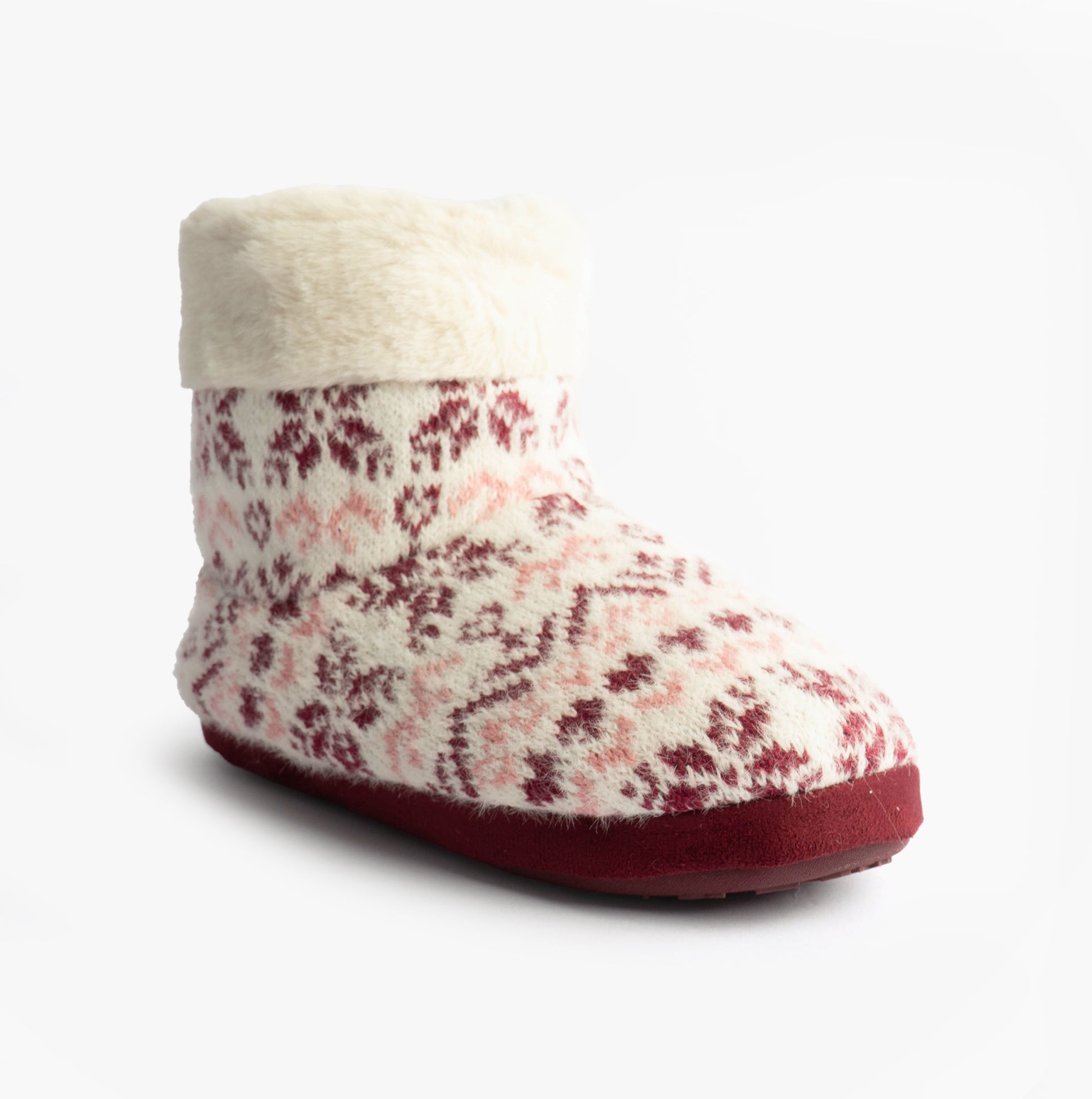 Totes Toasties FAIR ISLE KNIT Boot Slippers Womens Fair Isle