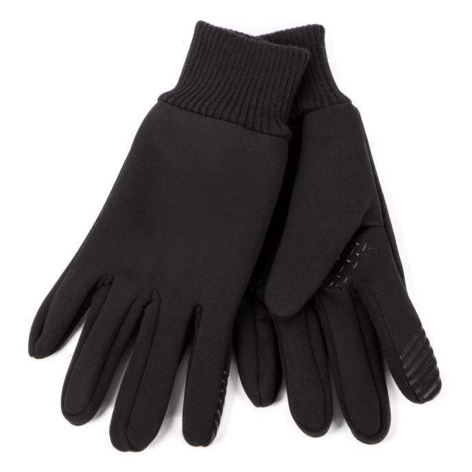 Totes Toasties PREMIUM STRETCH THERMAL LINED Touchscreen Gloves Womens Black top view showing gloves design and elasticated cuff