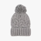 Totes Toasties CABLE KNIT Hat with Pom Pom Womens Bobble Grey