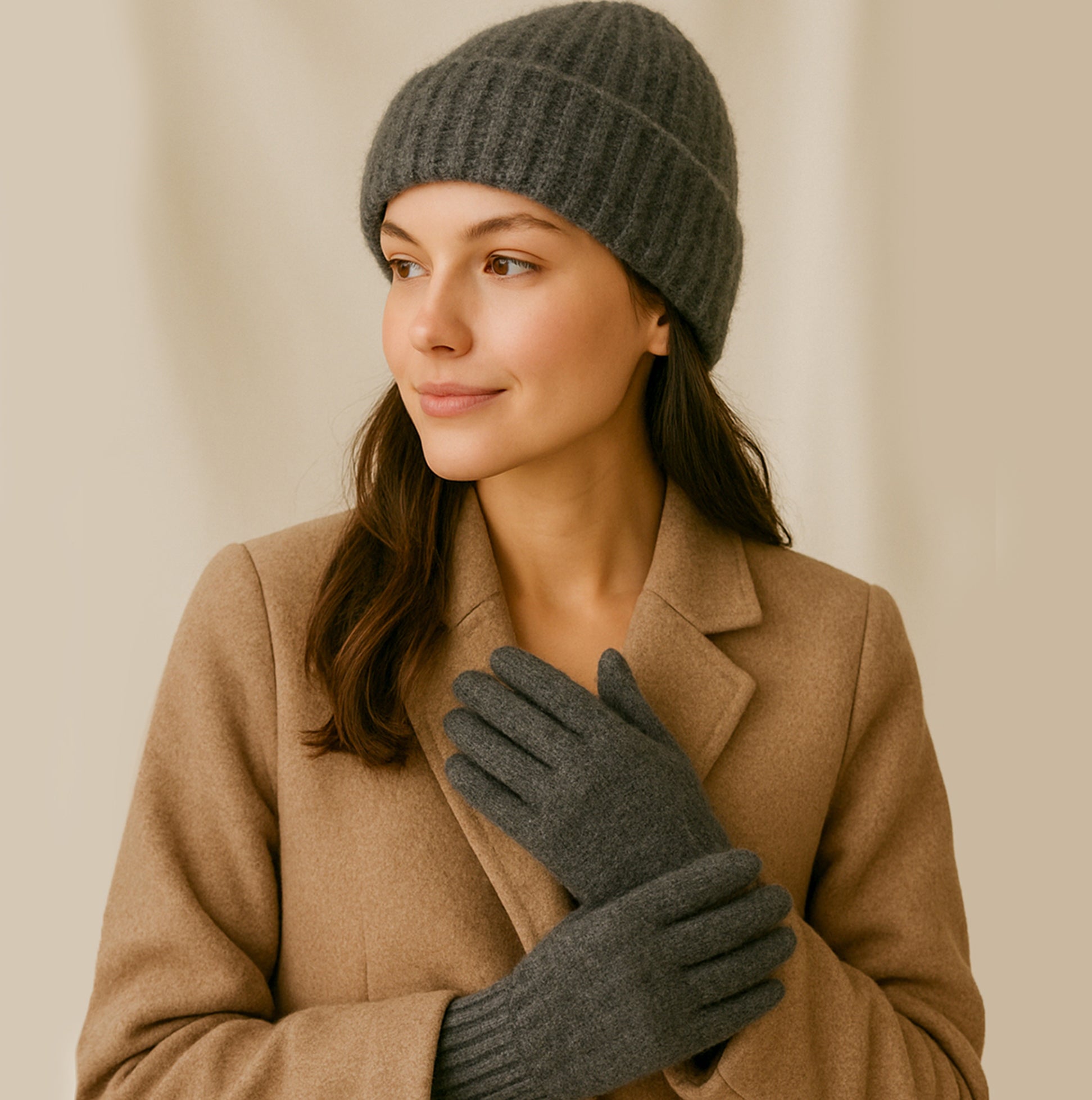 Totes Toasties 3620 KNITTED HAT & GLOVE GIFT SET Womens Beanie Charcoal