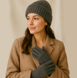Totes Toasties 3620 KNITTED HAT & GLOVE GIFT SET Womens Beanie Charcoal