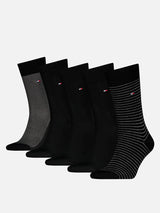 Tommy Hilfiger 5 Pack Giftbox Stripe Mens Crew Socks Black