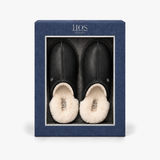 HOS Sheepskin EDWIN Mens Mules Black Leather