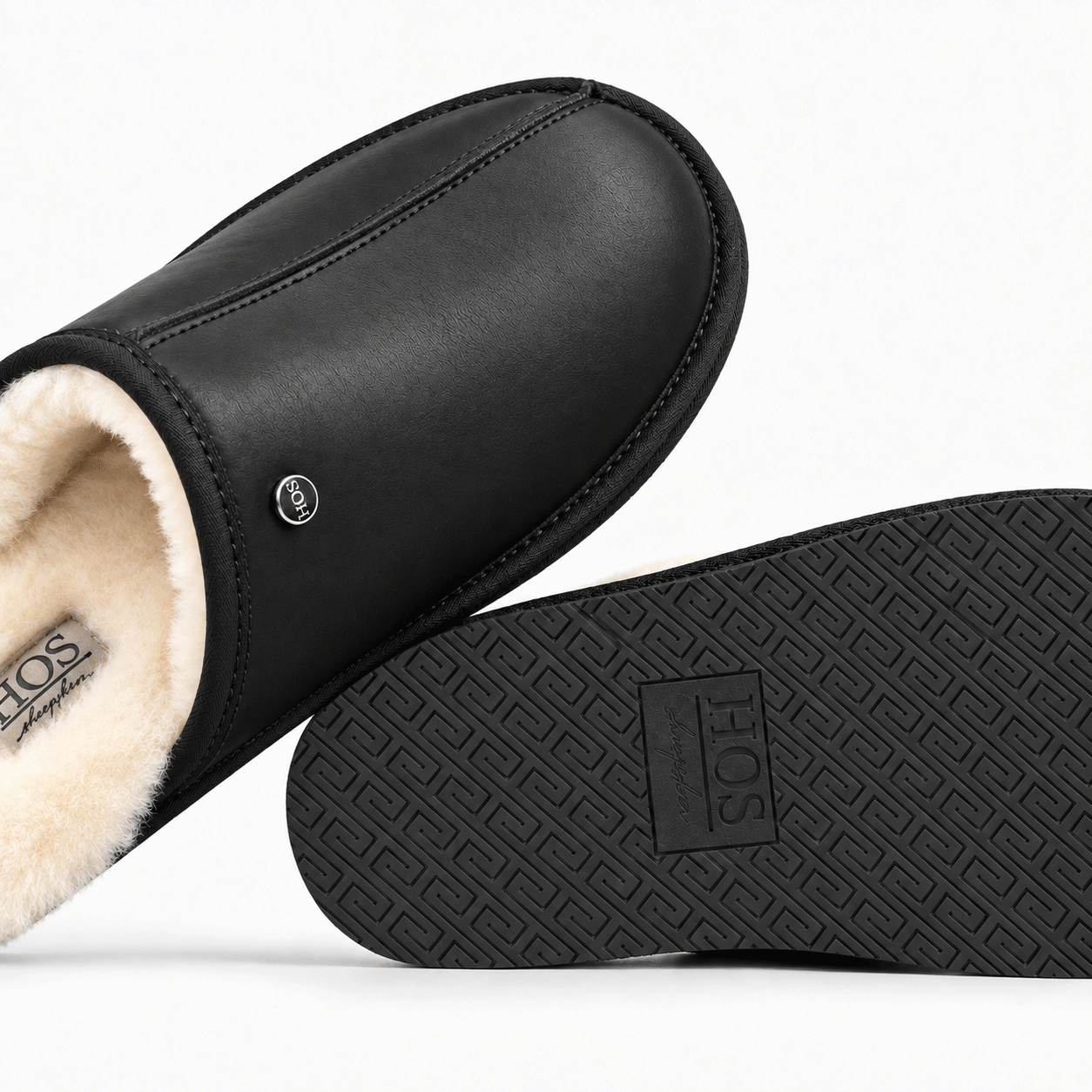 HOS Sheepskin EDWIN Mens Mules Black