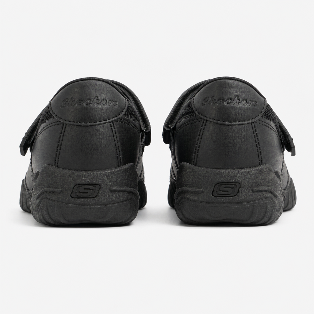 Skechers 81264L/BLK VELOCITY POUTY Girls Leather School Shoes Black