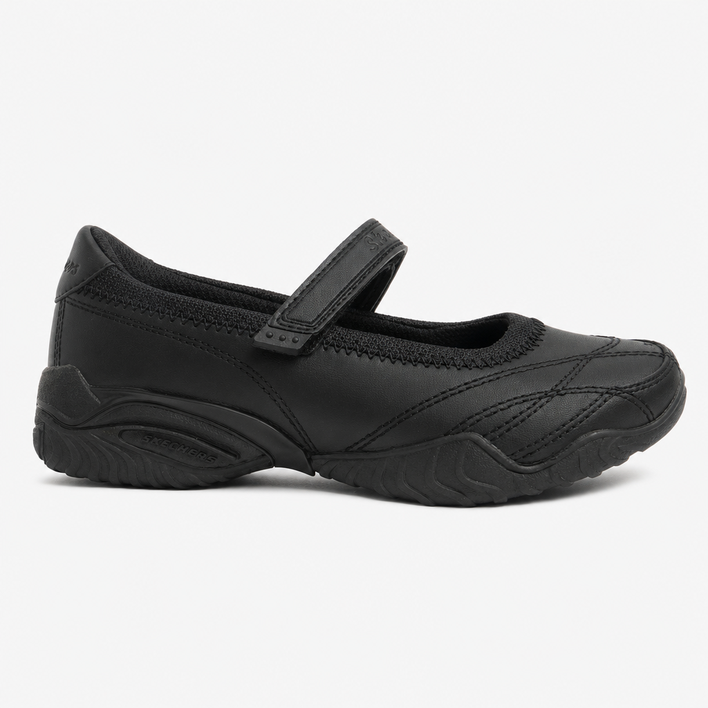 Skechers 81264L/BLK VELOCITY POUTY Girls Leather School Shoes Black