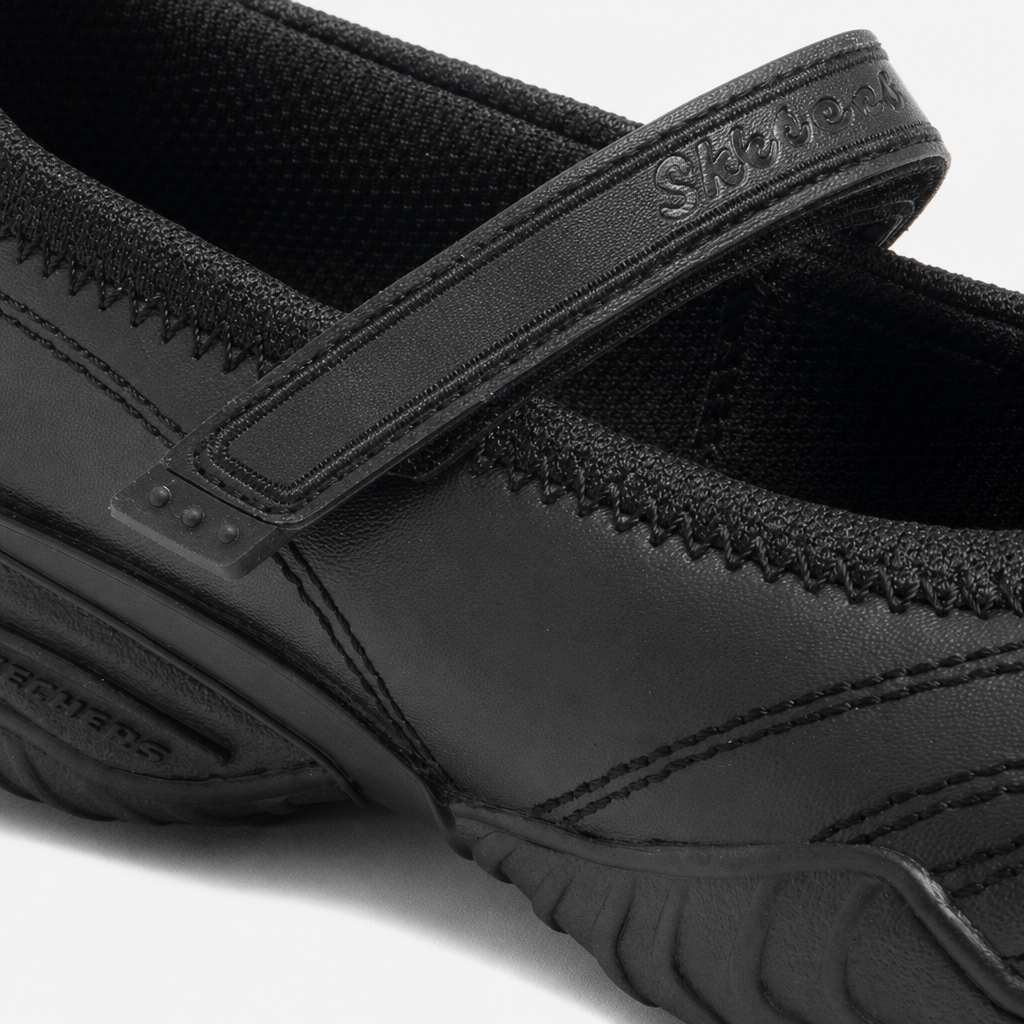 Skechers 81264L/BLK VELOCITY POUTY Girls Leather School Shoes Black