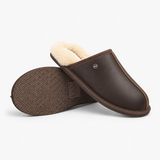 HOS Sheepskin EDWIN Mens Mules Brown Leather