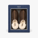 HOS Sheepskin EDWIN Mens Mules Brown Leather