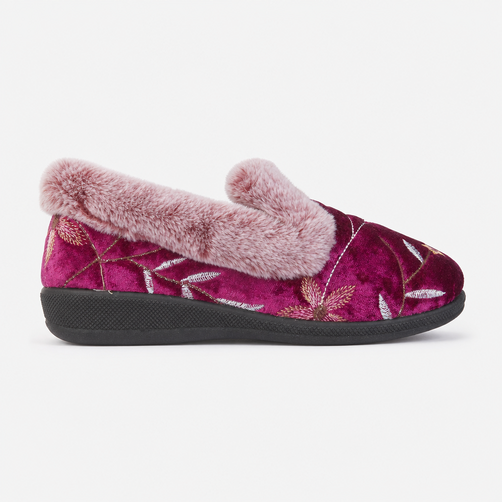Jo & Joe MABEL Womens Full Slippers Burgundy