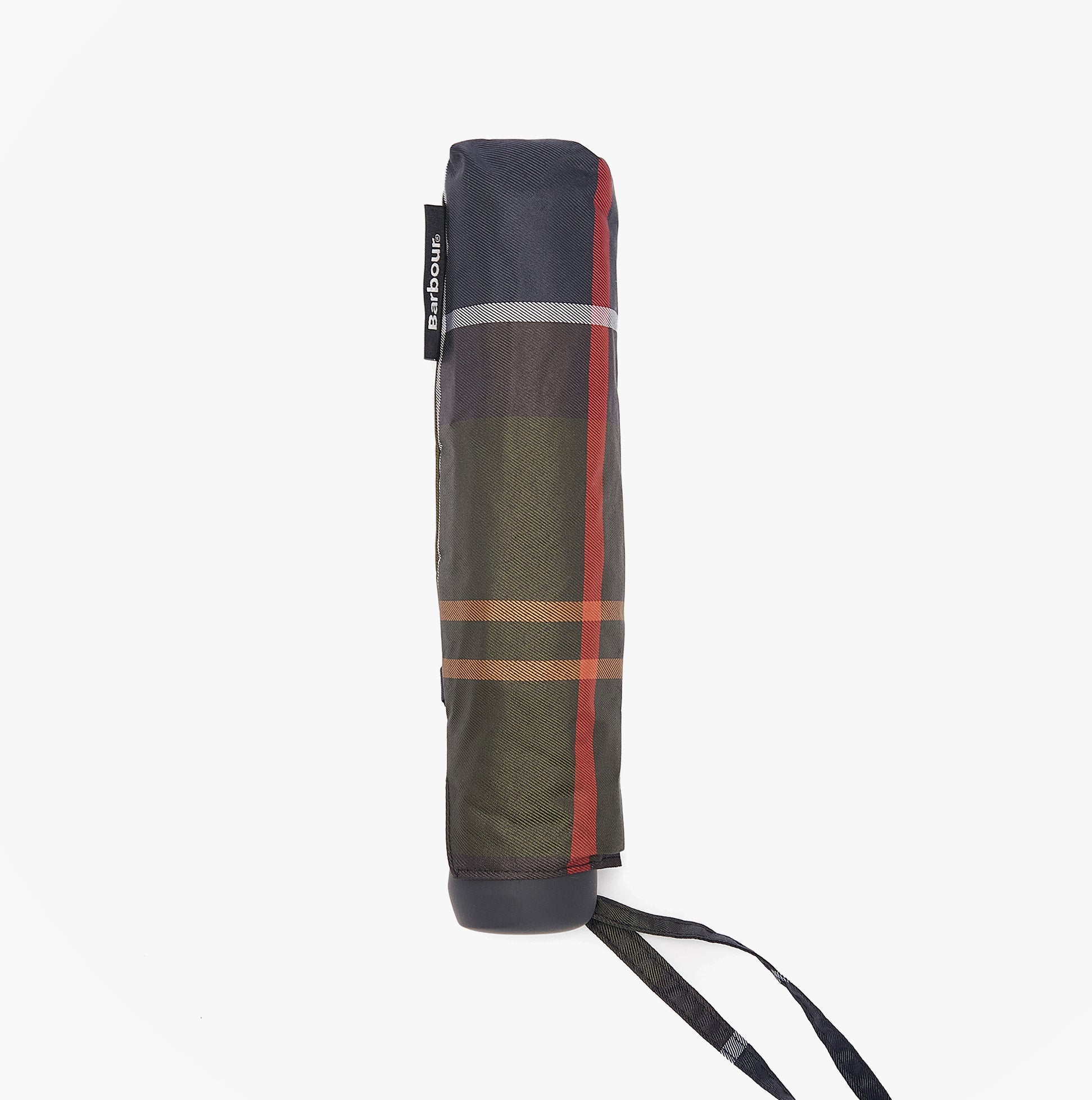 Barbour PORTREE Classic Umbrella Multi side view showing stylish plaid design and compact size.