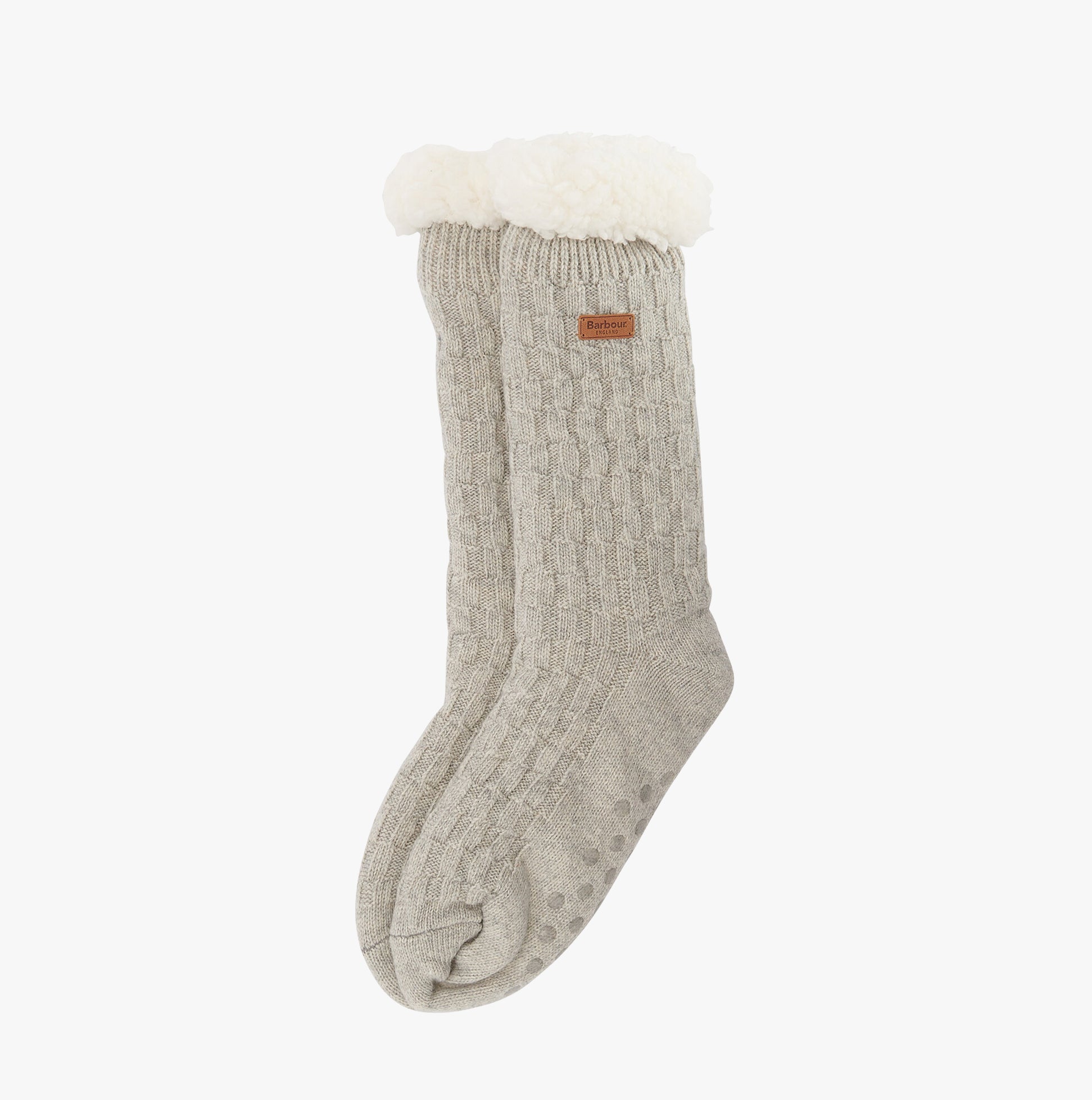 Barbour CABLE KNIT LOUNGE Socks Womens Light Grey Marl