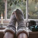 Barbour CABLE KNIT LOUNGE Socks Womens Light Grey Marl