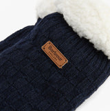 Barbour CABLE KNIT LOUNGE SOCKS Womens Socks Navy detail view showcasing logo and texture.