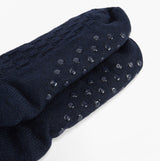 Barbour CABLE KNIT LOUNGE SOCKS Womens Socks Navy top view showing texture and non-slip sole.
