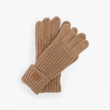 Barbour SALTBURN KNITTED Womens Gloves Mink, front view, knitted design in soft mink colour, perfect winter accessory.