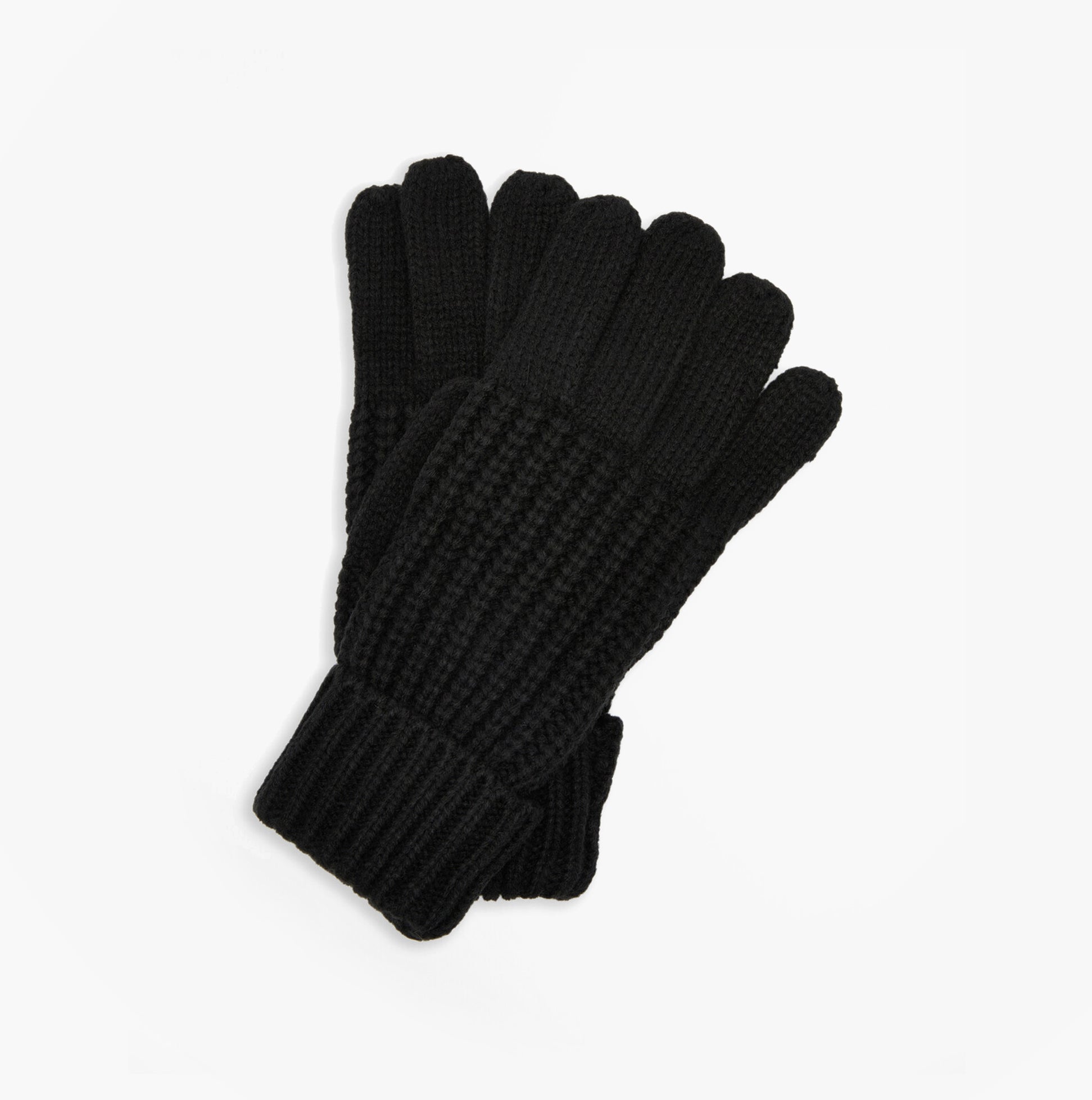 Barbour SALTBURN KNITTED Womens Gloves Black top view showcasing knitted texture and design.