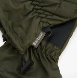 Barbour JONI WATERPROOF Womens Touchscreen Gloves Forest detail view showing woven label and waterproof material.