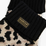 Barbour HARLEY LEOPARD Womens Gloves Jasmine Leopard detail view showcasing leopard pattern and branding.