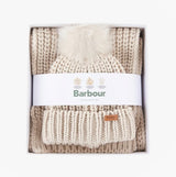 Barbour SALTBURN BEANIE & SCARF Womens Gift Set Pearl