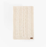 Barbour PENSHAW BEANIE & SCARF Gift Set Womens Cloud detail view of knitted scarf in cream color.