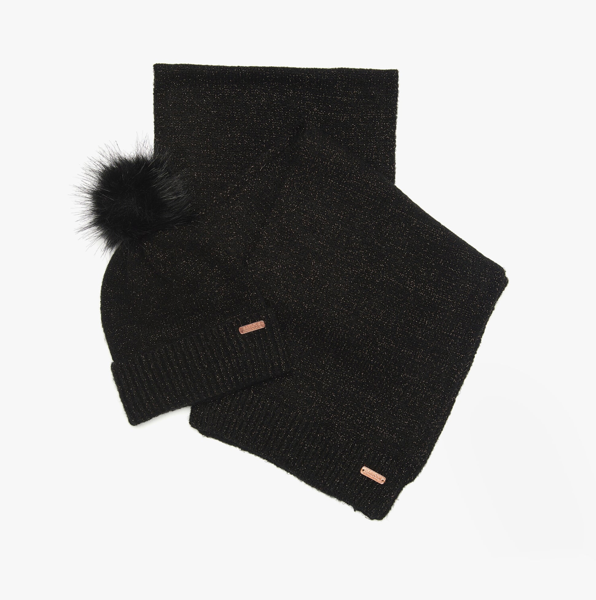 Barbour SPARKLE BEANIE & SCARF Womens Gift Set Black