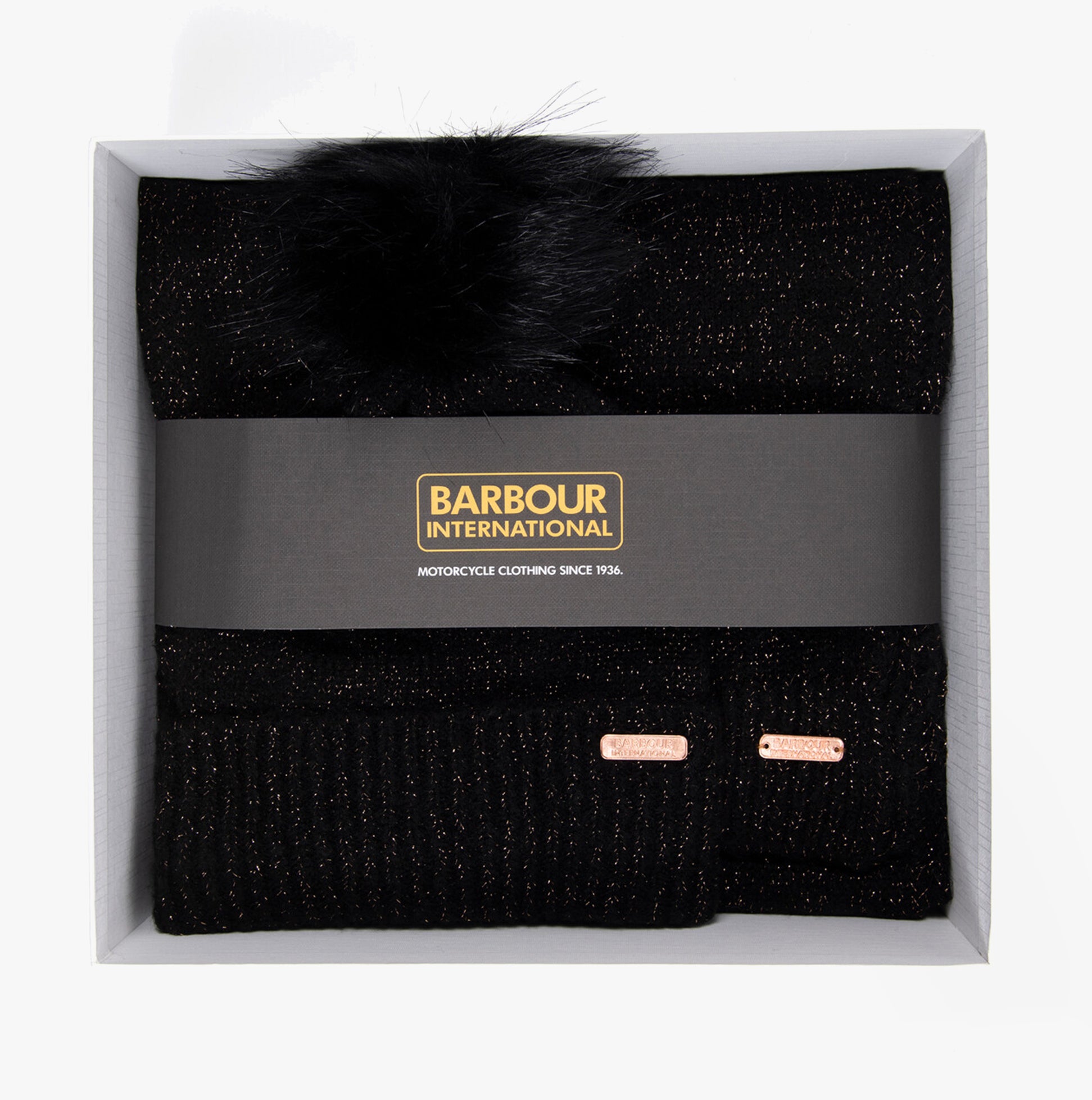 Barbour SPARKLE BEANIE & SCARF Womens Gift Set Black