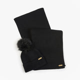 Barbour MALLORY BEANIE & SCARF Womens Gift Set Black