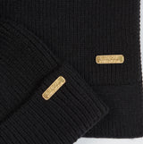 Barbour MALLORY BEANIE & SCARF Womens Gift Set Black