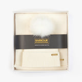 Barbour MALLORY BEANIE & SCARF Womens Gift Set Optic White