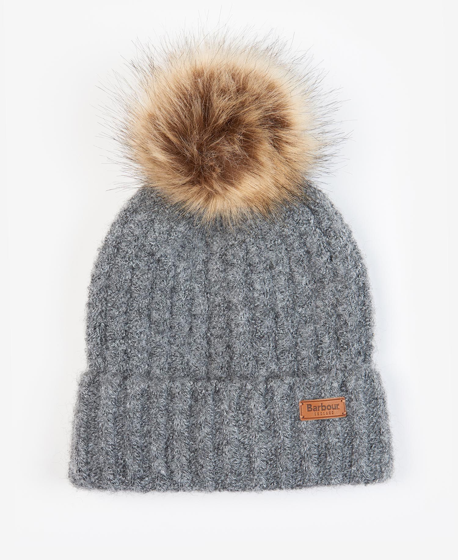 Barbour SALTBURN BEANIE & TARTAN SCARF Womens Gift Set Grey Rose