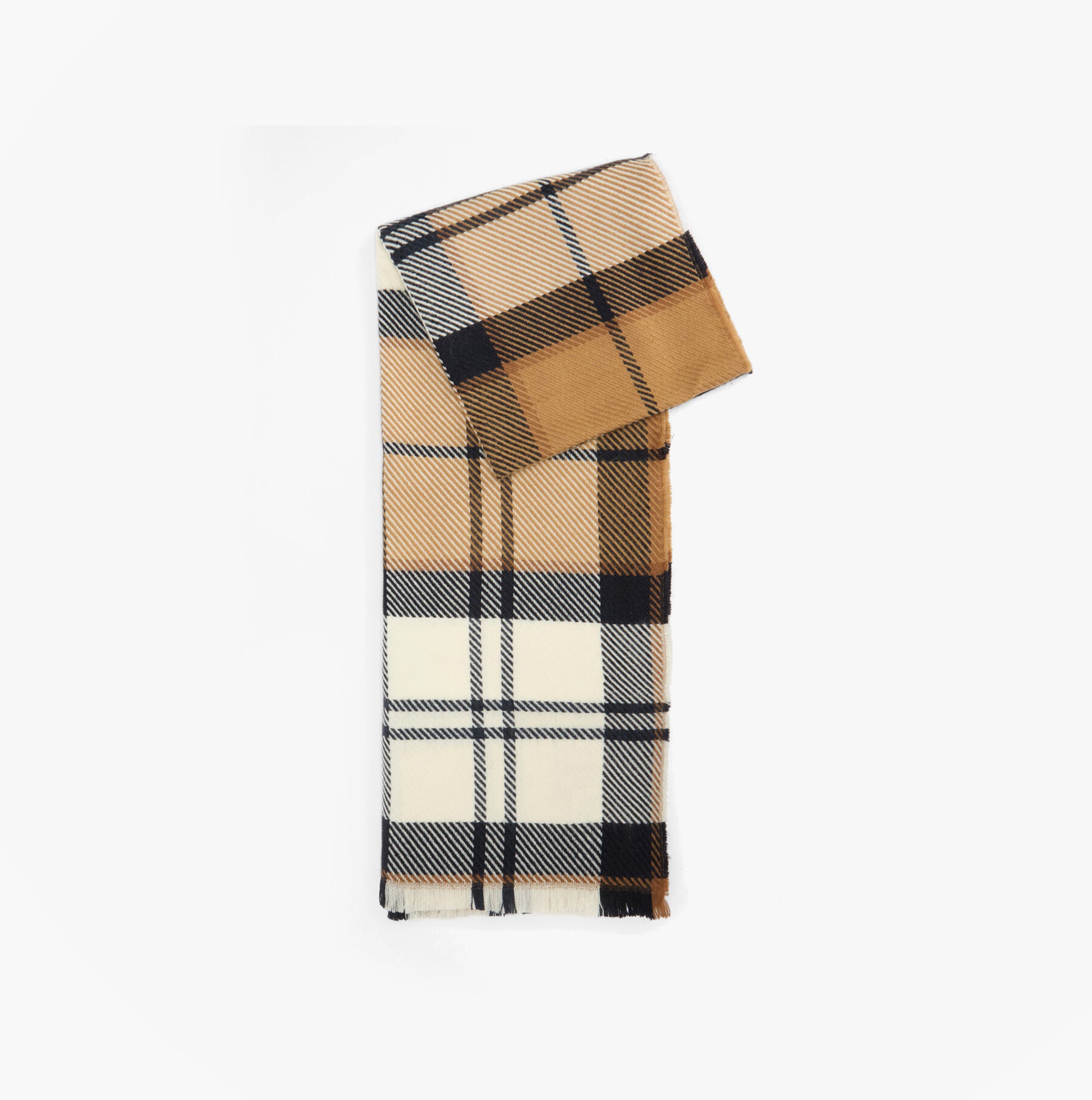 Barbour PENDLE BEANIE & BLAIR SCARF Gift Set Womens Hessian Navy detail view of plaid scarf