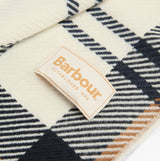 Barbour PENDLE BEANIE & BLAIR SCARF Gift Set Womens Hessian Navy detail view of fabric and label