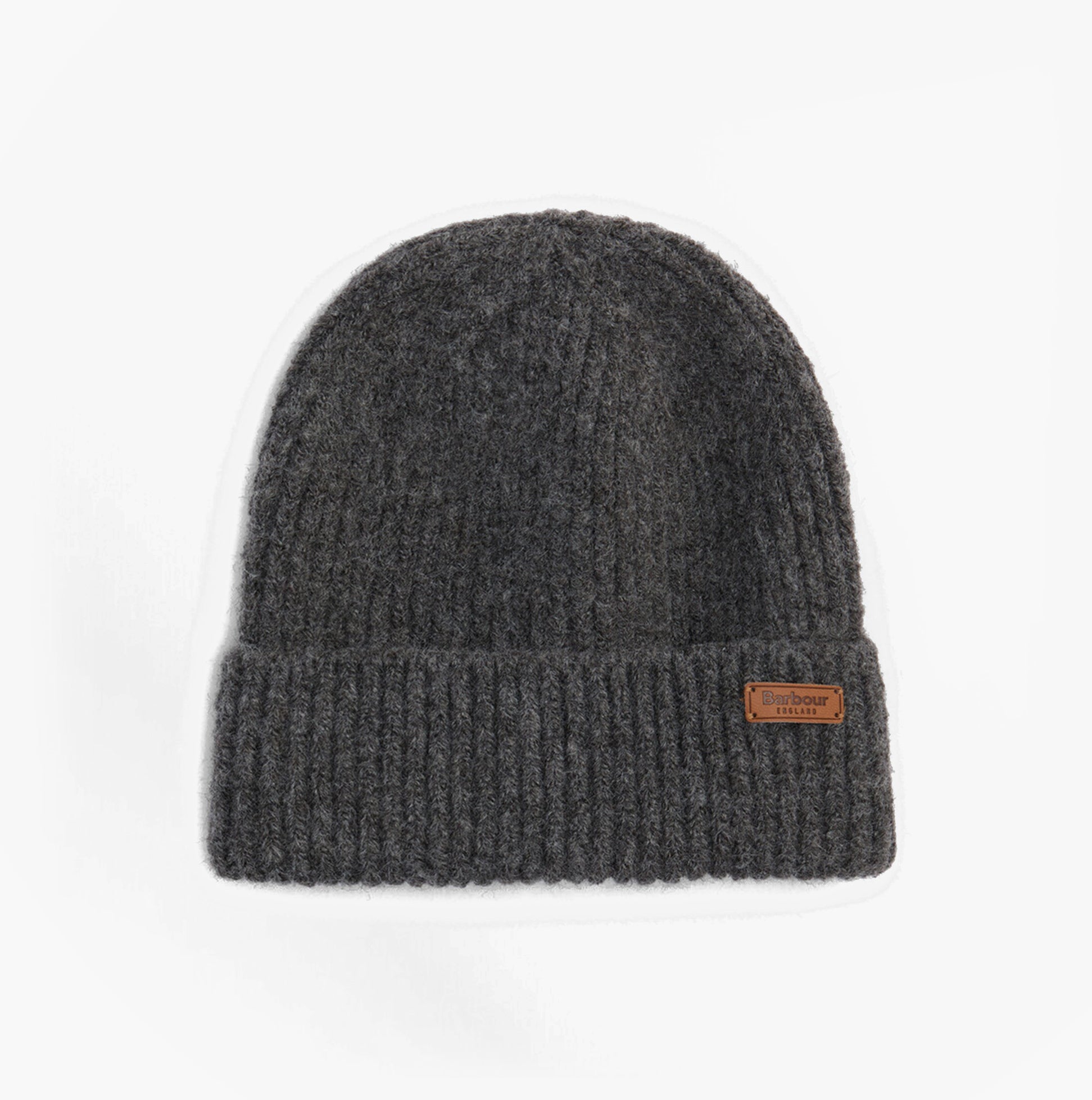 Barbour PENDLE BEANIE & BLAIR SCARF Gift Set Womens Monochrome front view of beanie in grey knit material.