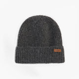 Barbour PENDLE BEANIE & BLAIR SCARF Gift Set Womens Monochrome front view of beanie in grey knit material.