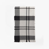 Barbour PENDLE BEANIE & BLAIR SCARF Gift Set Womens Monochrome top view of plaid scarf in monochrome design