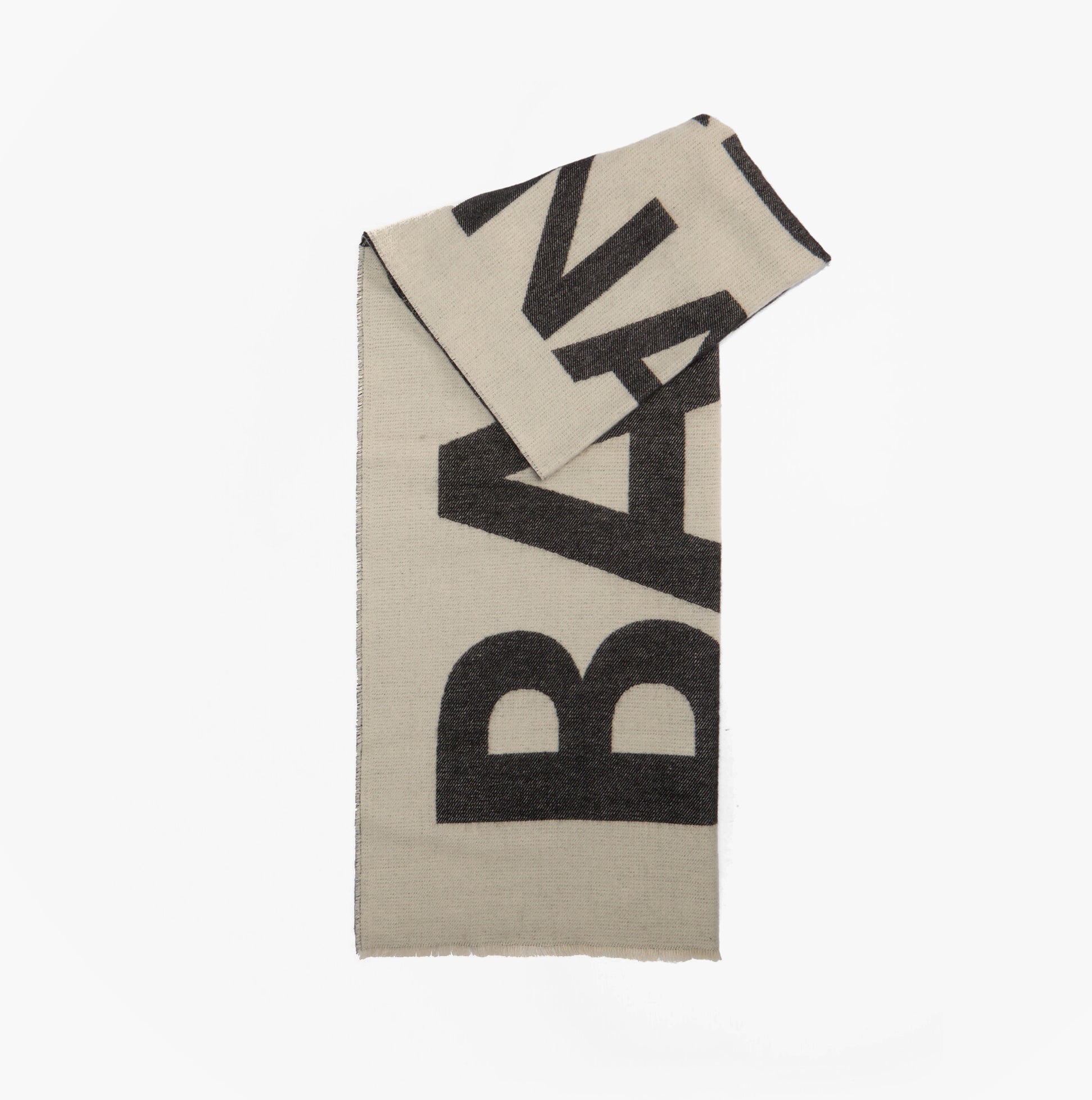 Barbour PENDLE BEANIE & MILLA SCARF Gift Set Womens Black/Jasmine detail view of scarf.
