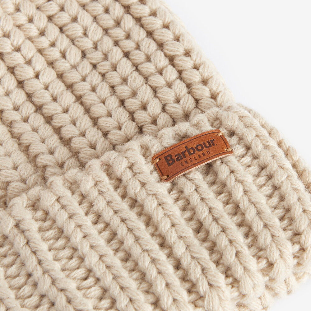 Barbour SALTBURN Womens Pom-Pom Beanie Pearl