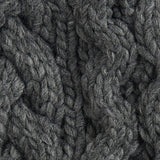 Barbour PENSHAW Womens Pom-Pom Beanie Charcoal detailed view of cable-knit texture and grey color.