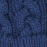 Barbour PENSHAW Womens Pom-Pom Beanie Navy detail view of cable-knit structure.