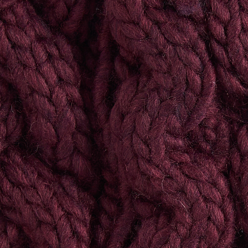 Barbour PENSHAW Womens Pom-Pom Beanie Bordeaux knit detail view showing cable-knit structure in rich burgundy color.
