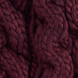 Barbour PENSHAW Womens Pom-Pom Beanie Bordeaux knit detail view showing cable-knit structure in rich burgundy color.