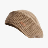 Barbour BELDON BERET Womens Beanie Honey side view showing texture and design in soft acrylic material.