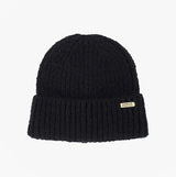 Barbour ARIA Womens Beanie Black front view showcasing soft knit texture and brand label.