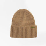 Barbour MERYL Womens Beanie Military Brown top view showcasing knit texture and label