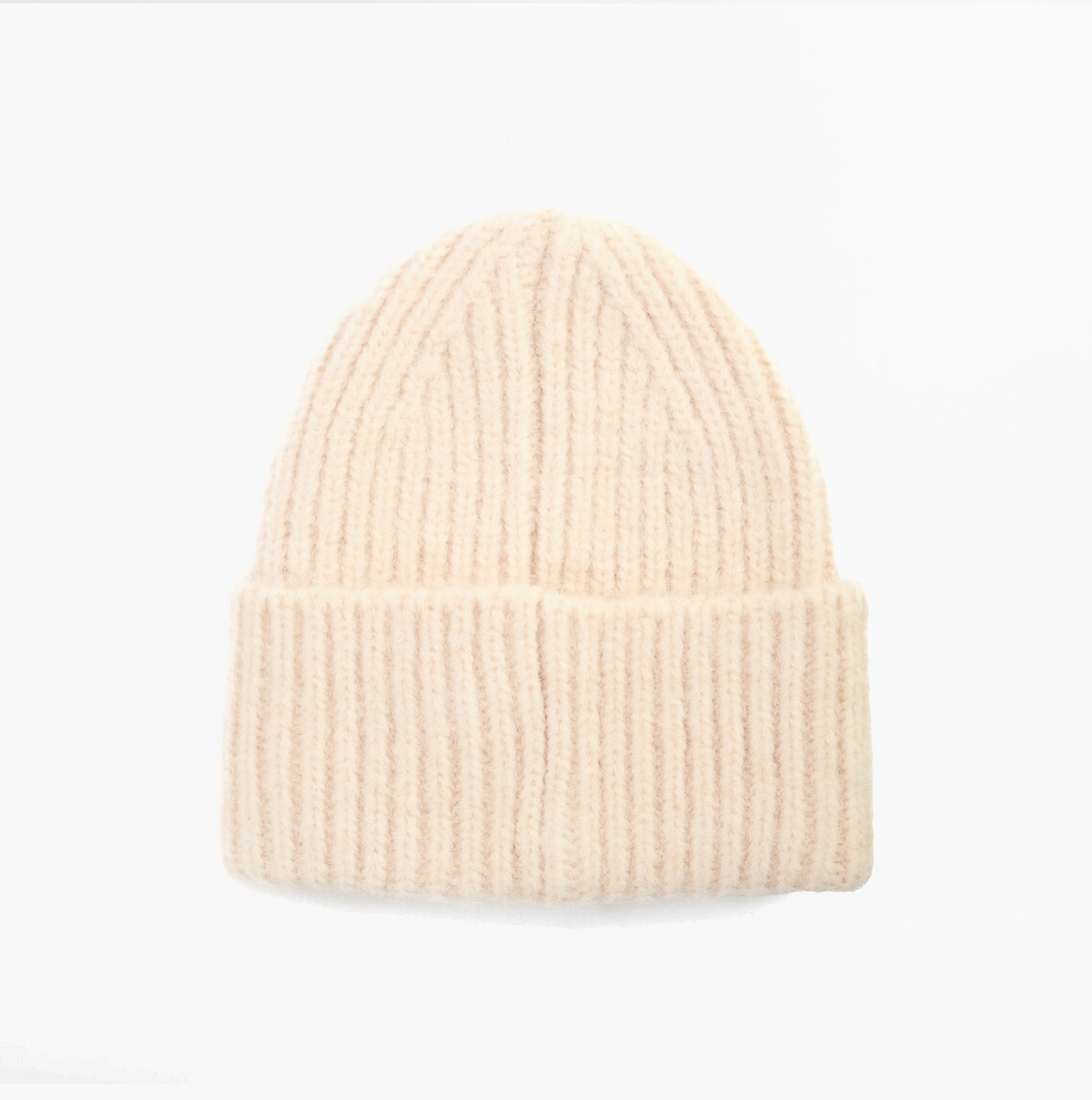 Barbour MERYL Womens Beanie Heritage Cream front view, soft ribbed texture, stylish winter accessory.