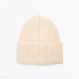Barbour MERYL Womens Beanie Heritage Cream front view, soft ribbed texture, stylish winter accessory.